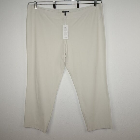 Eileen Fisher Slim Ankle Pants Women's Plus Size 3X Ivory Washable Stretch Crepe - Picture 2 of 12